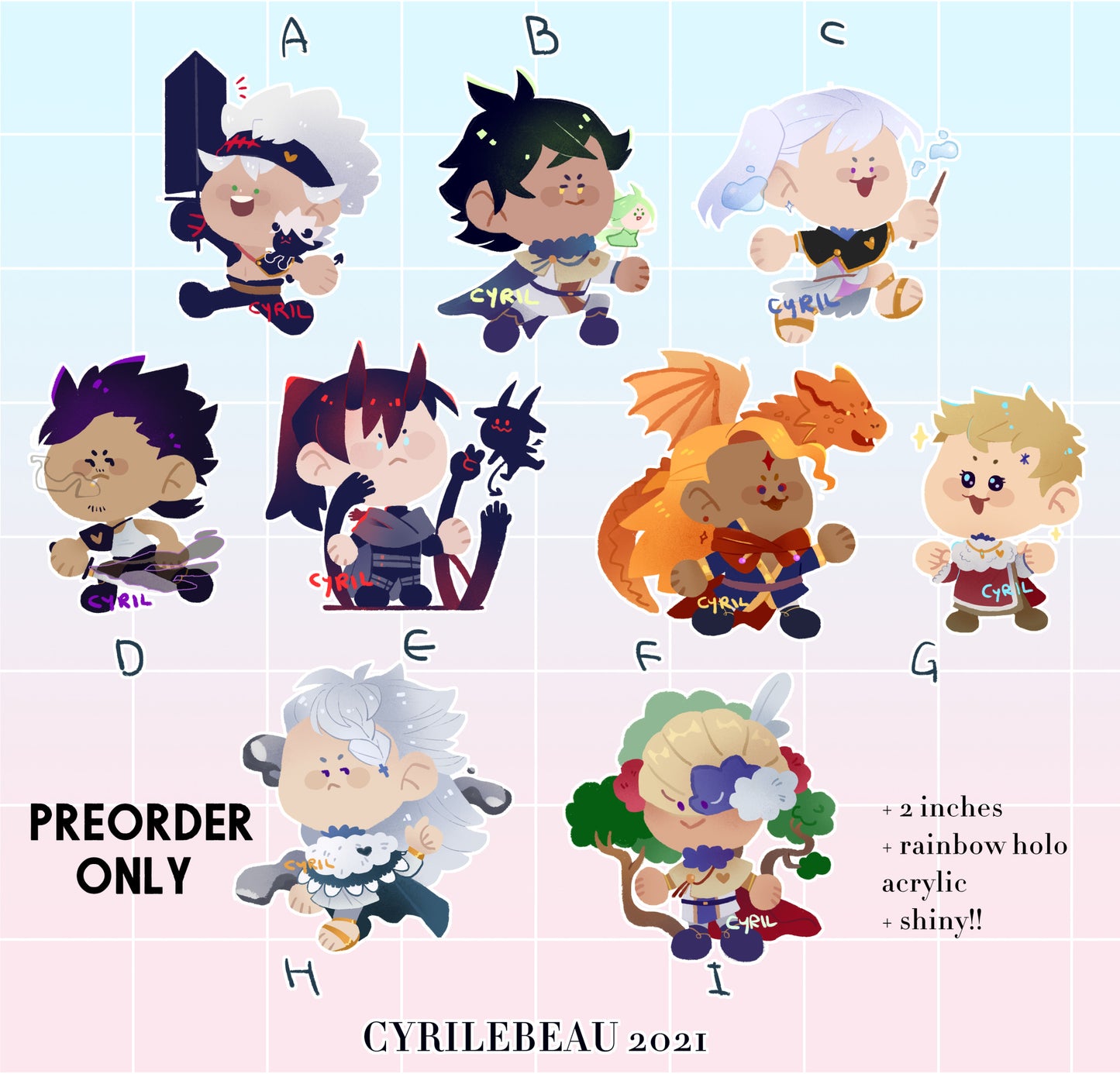 Black Clover 2" Holographic Charms
