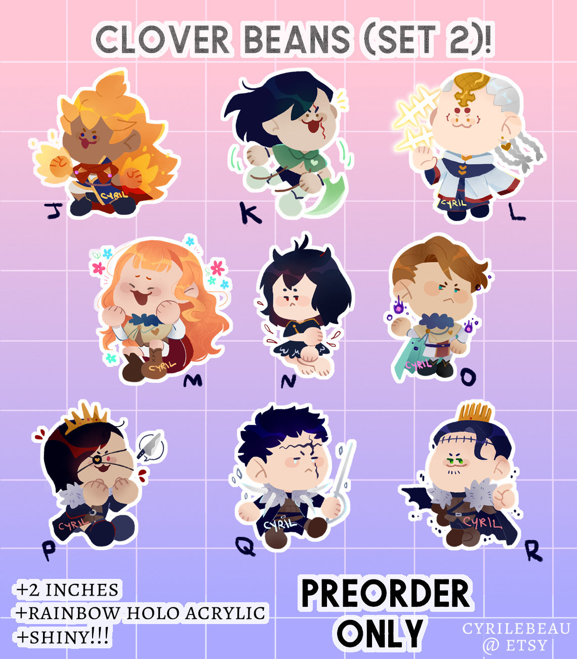 Black Clover 2" Holographic Charms