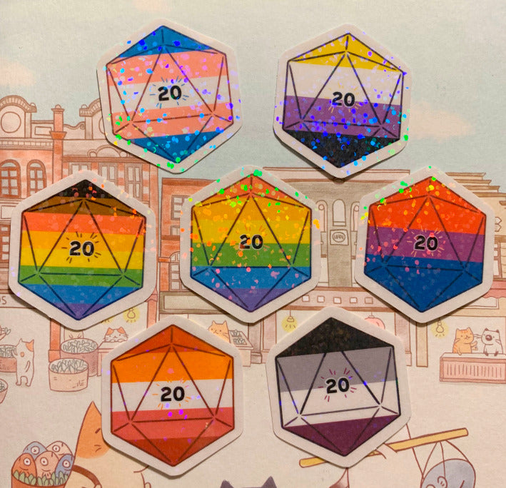 LGBT Holographic d20 Stickers