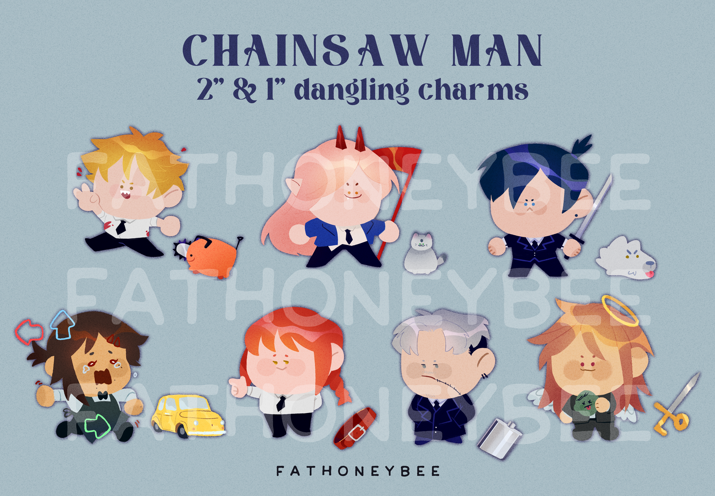 Chainsaw Man 2" Holographic Dangling Charms