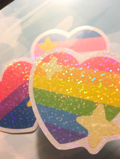 LGBT Holographic Heart Stickers