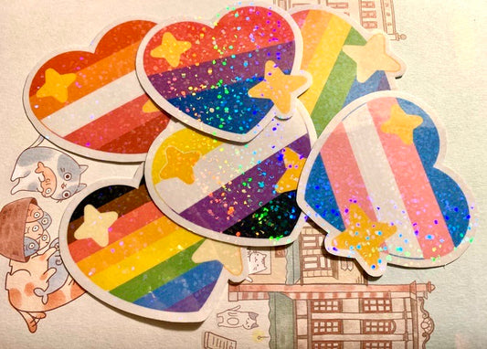 LGBT Holographic Heart Stickers