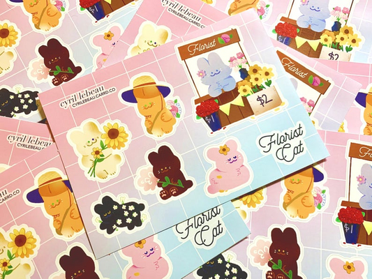 Florist Cats 4"x6" Stickersheet