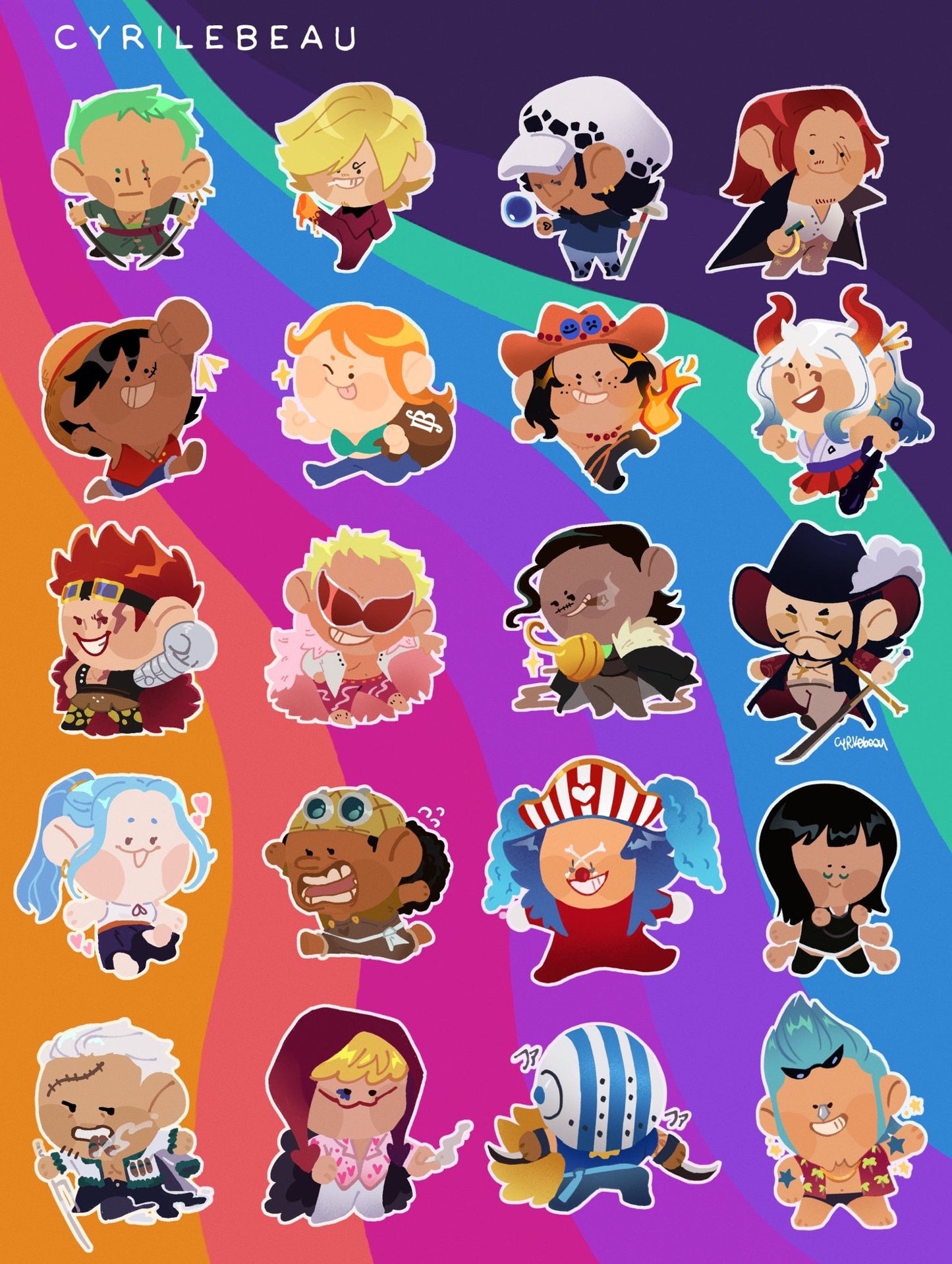 ONE PIECE 2" Colored Acrylic Charms
