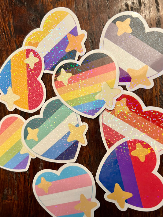 LGBT Holographic Heart Stickers