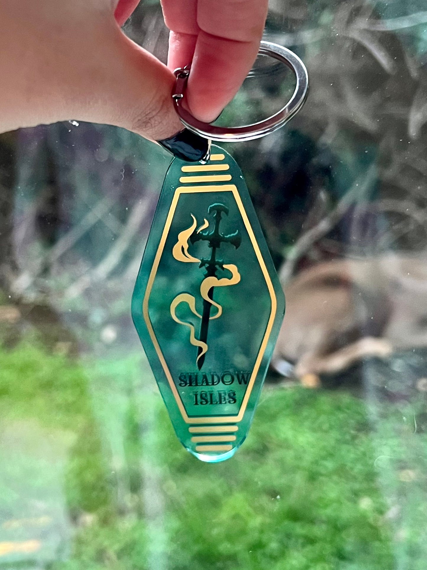 League of Legends Shadow Isles Gold Foil Motel Keychain