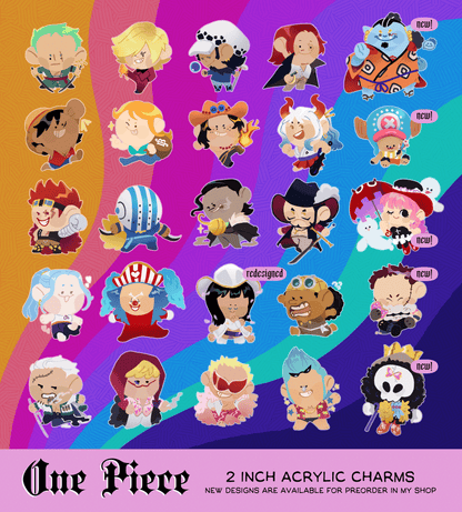 ONE PIECE 2" Colored Acrylic Charms