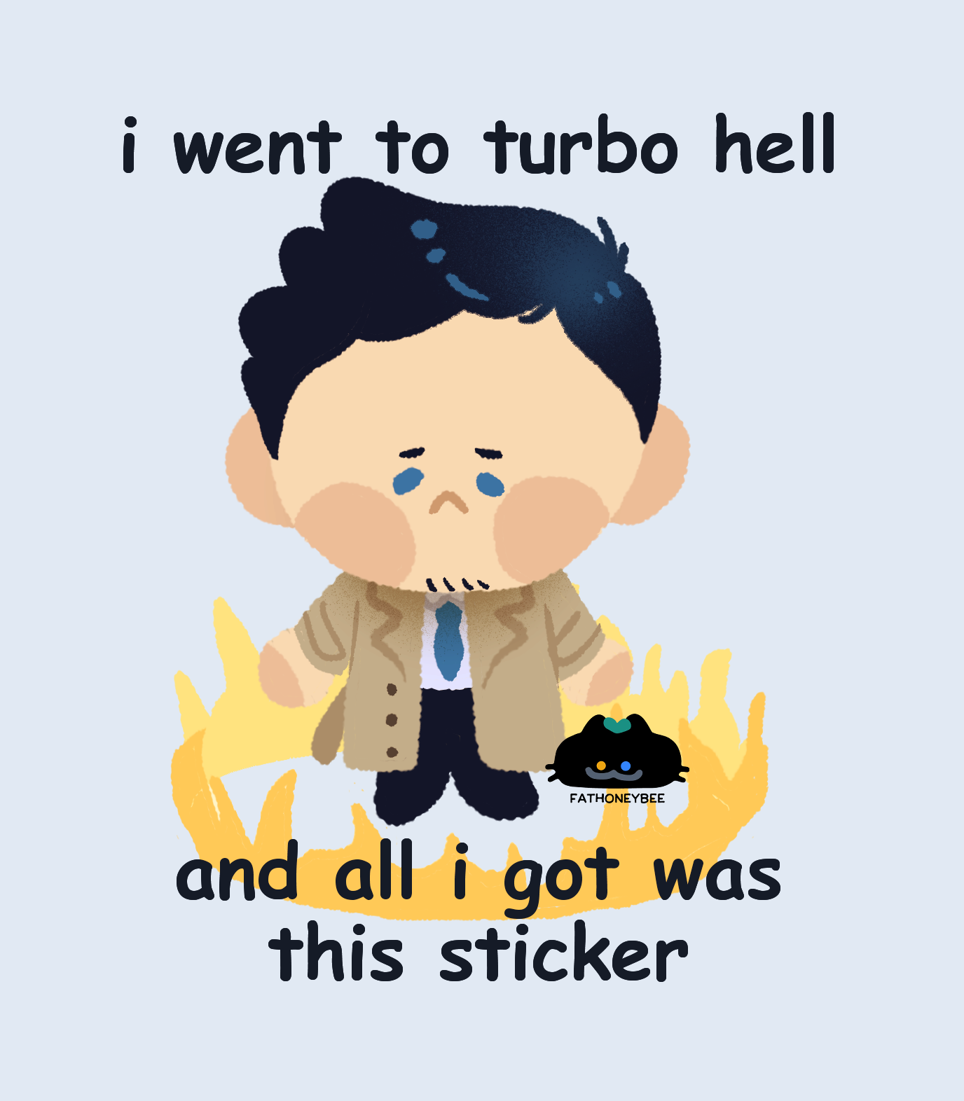 Supernatural Castiel Turbo Hell 3" Die Cut Sticker
